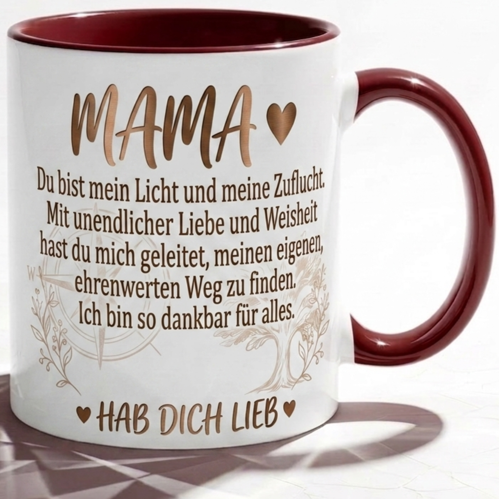 Mama Tasse Spruch Du bist mein Licht und meine Zuflucht Hab dich lieb – Geschenk für Mutter Muttertag Geburtstag Danke Weihnachten – Kaffeetasse – Keramik Becher 330ml
