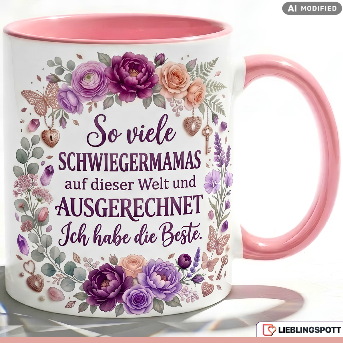 Schwiegermama Tasse Spruch Beste Geschenk Geburtstag Lila Becher 330ml