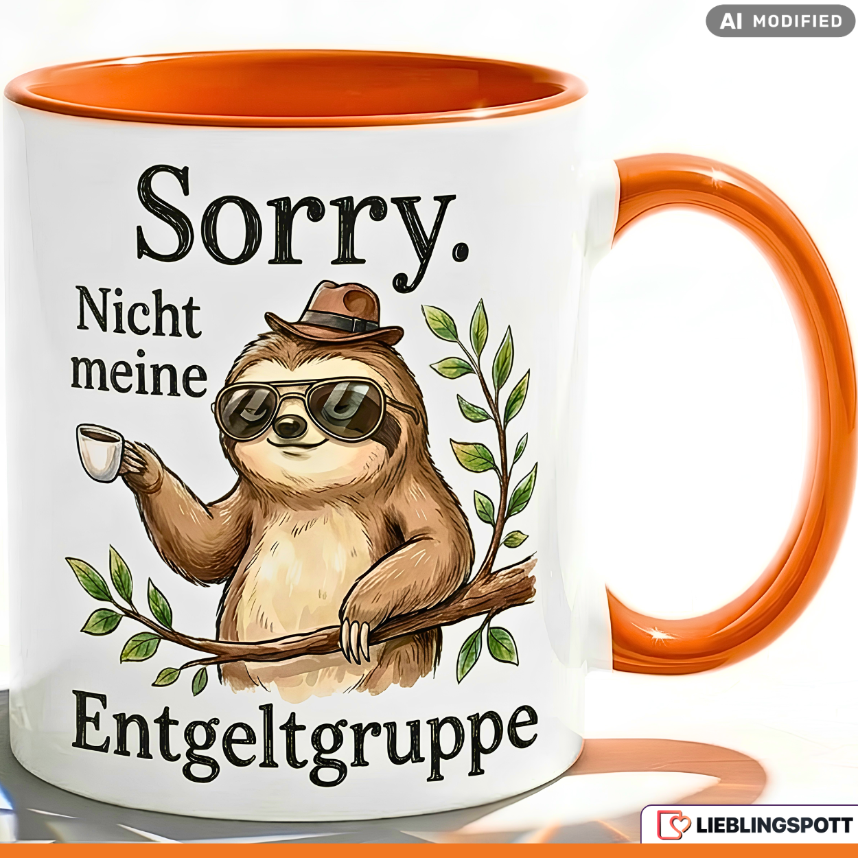 Faultier Tasse Spruch Büro Geschenke Entgeltgruppe TVöD Pinker Becher 330ml