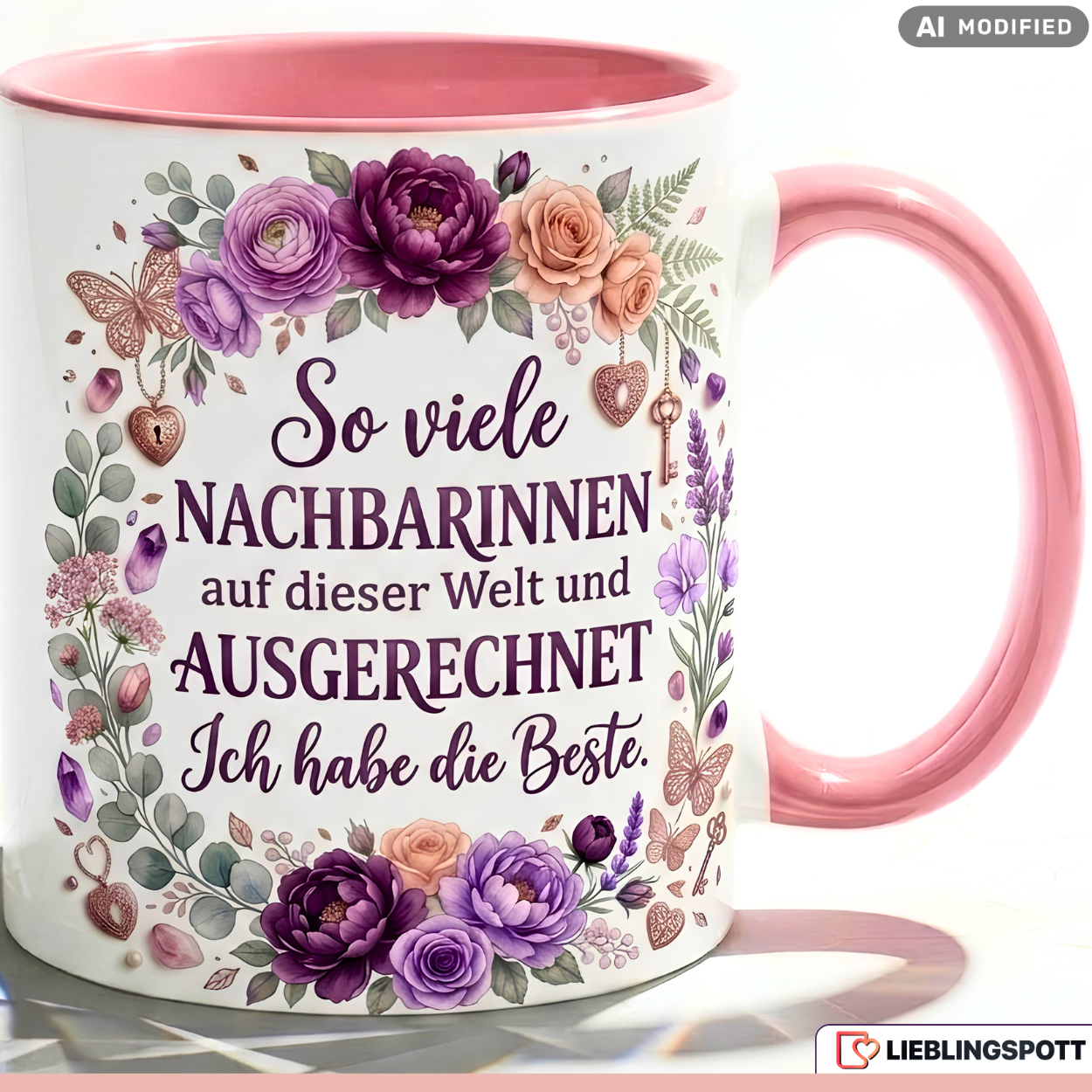 Neighbor Mug Saying Best Gift Thank You Birthday Pink Mug 330ml