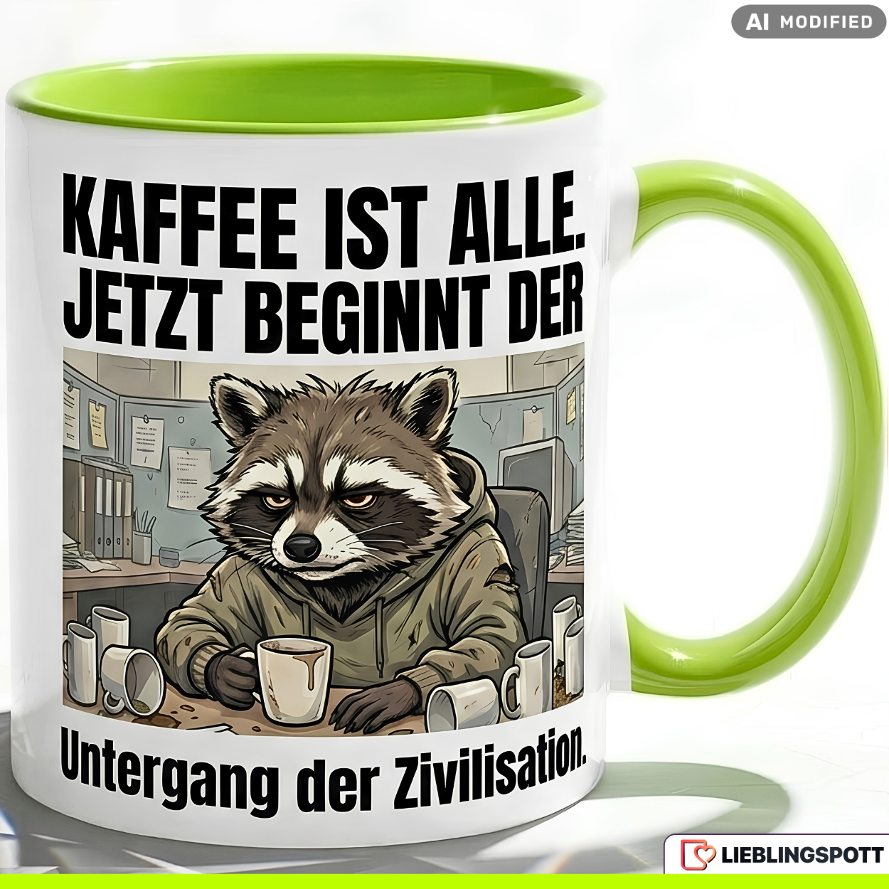 Raccoon Mug Saying Coffee Office Gift Colleague Black Mug 330ml