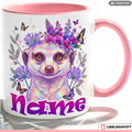 Erdmännchen Tasse Name personalisiert Geschenk Mädchen Lila Becher 330ml