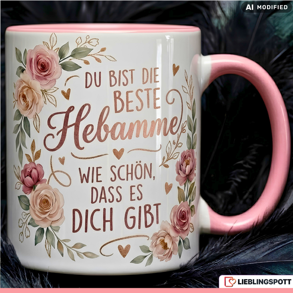 Midwife Mug Saying Best Gift Thank You Birth Pink Cup 330ml