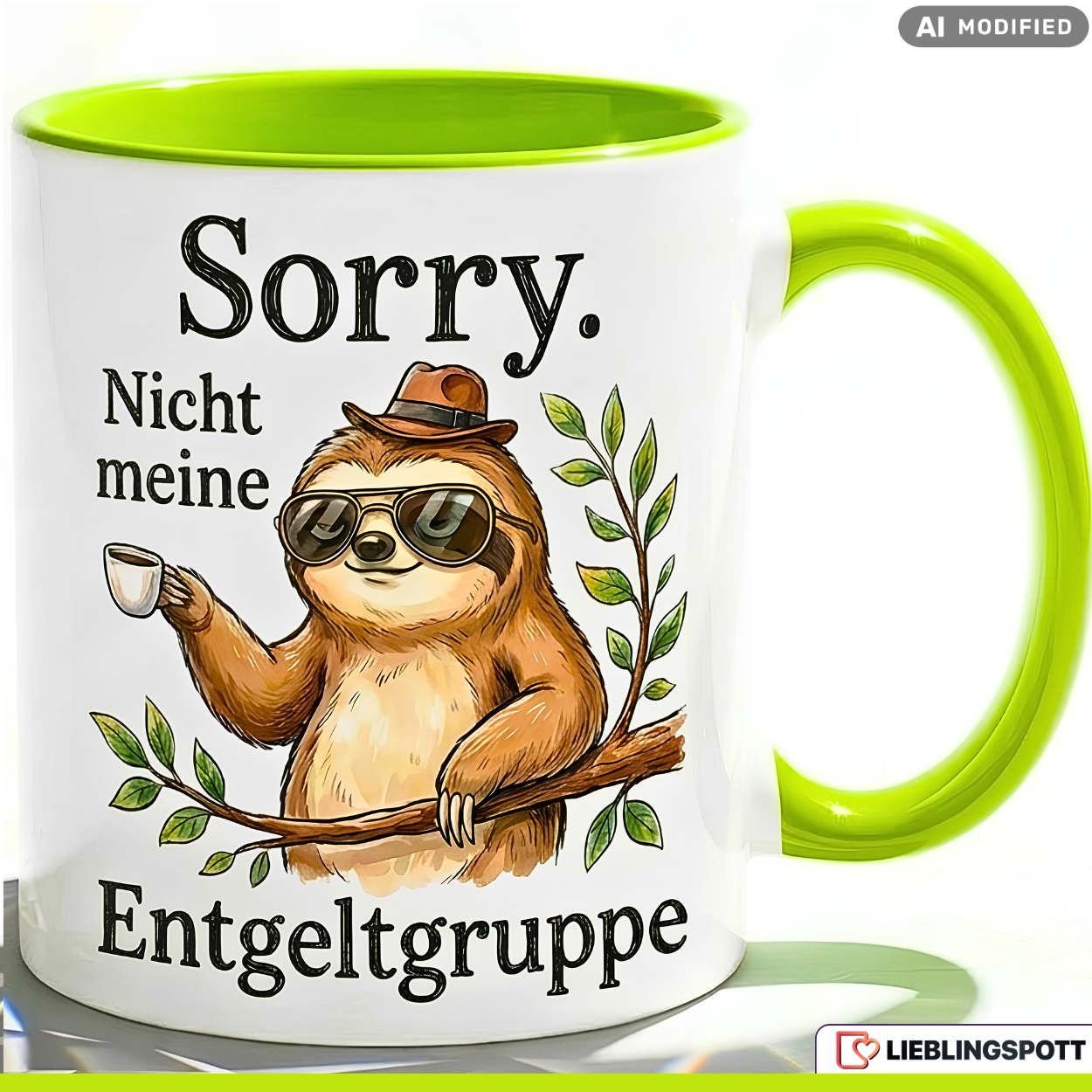 Faultier Tasse Spruch Büro Geschenke Entgeltgruppe TVöD Pinker Becher 330ml