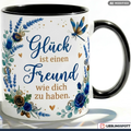 Freund Tasse Spruch Glück Geschenk Bester Danke Geburtstag Blau Becher 330ml