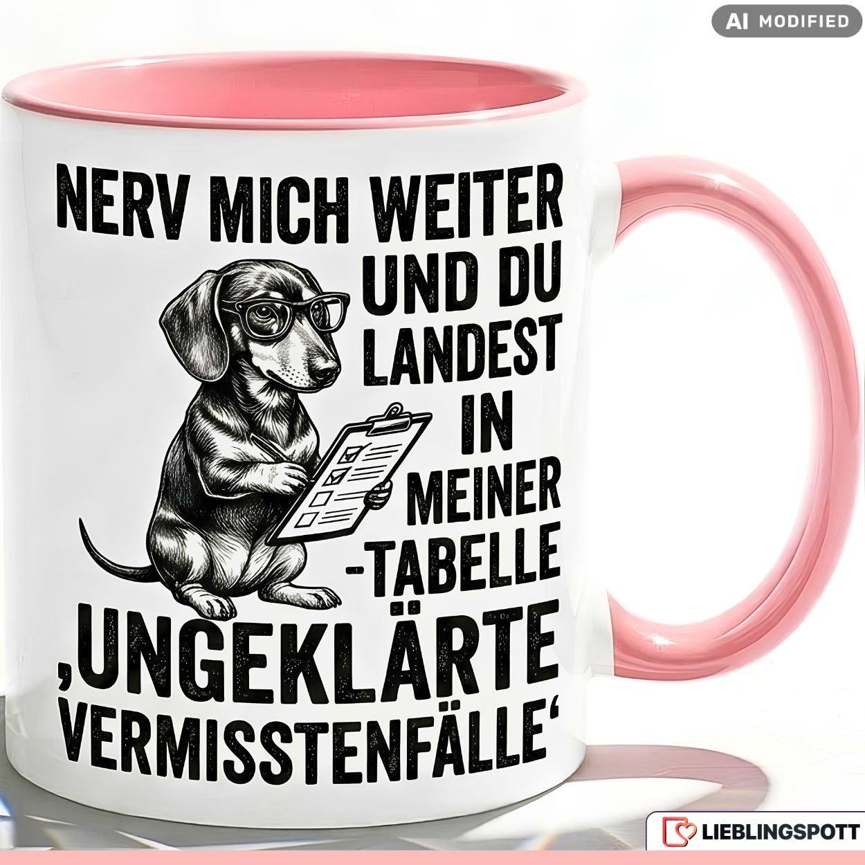Dackel Tasse Spruch Büro Geschenk Kollege Schwarzer Becher 330ml