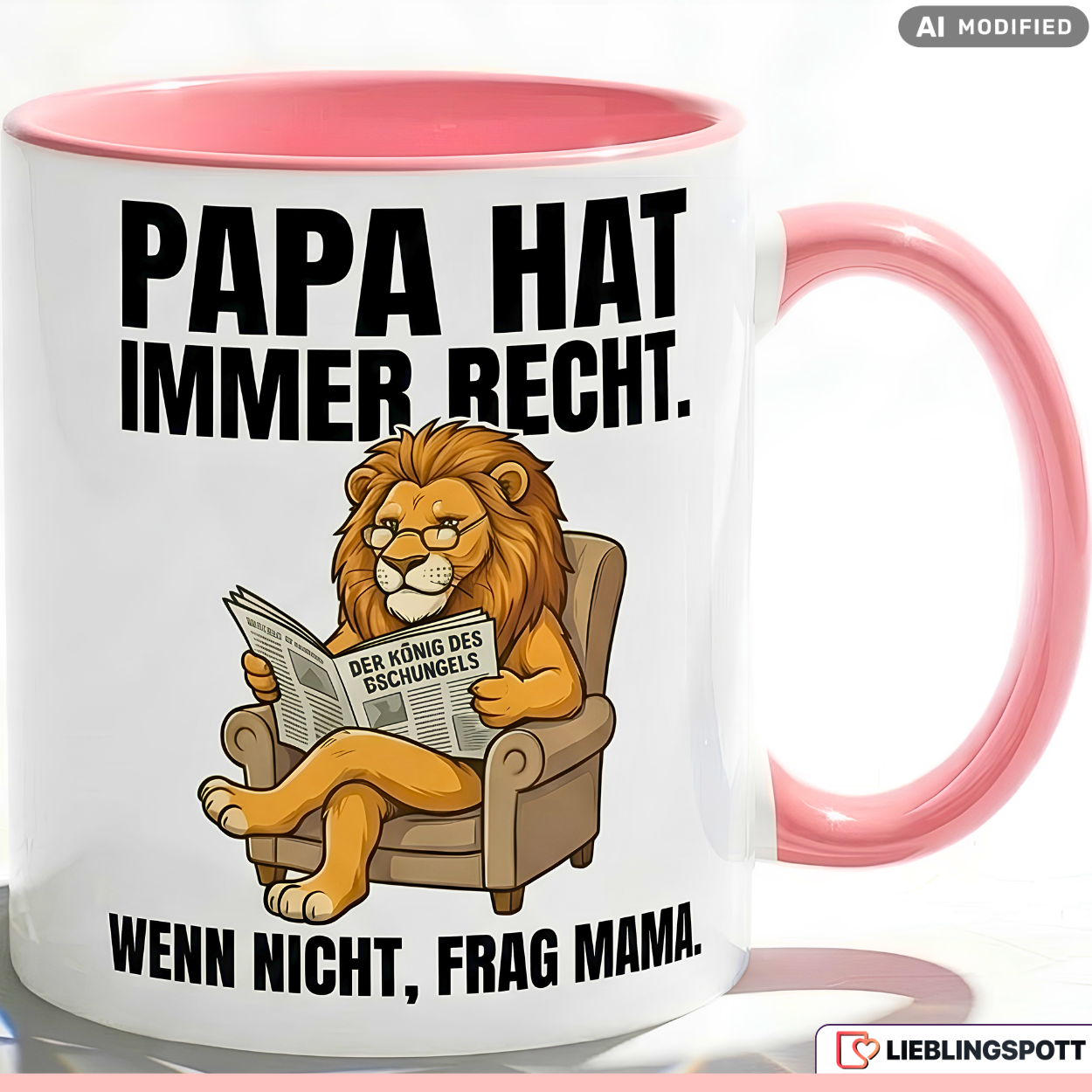 Papa Lion Mug Saying Father's Day Gift Orange Cup 330ml