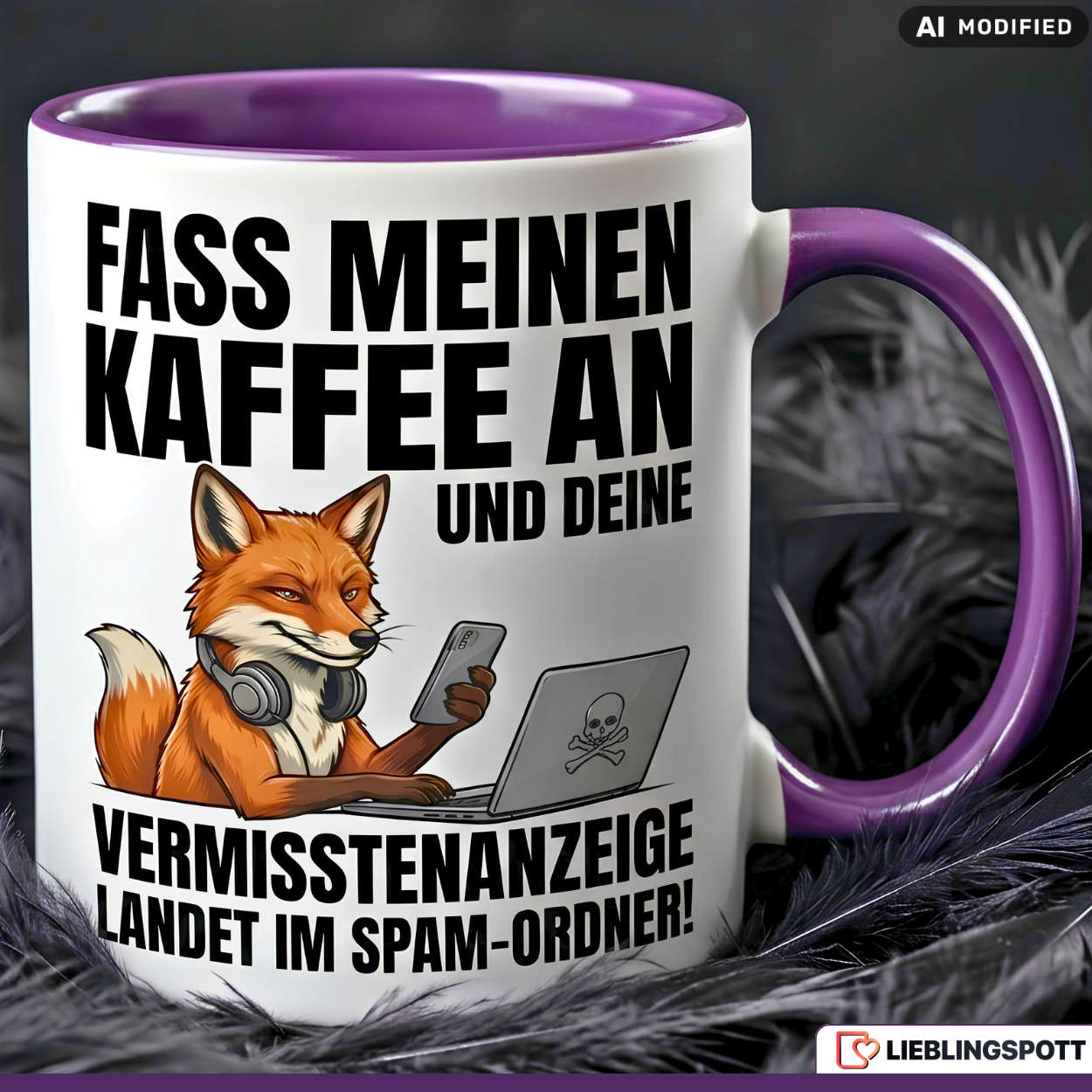 Fuchs Tasse Spruch Büro Kaffee Geschenk Kollege Roter Becher 330ml