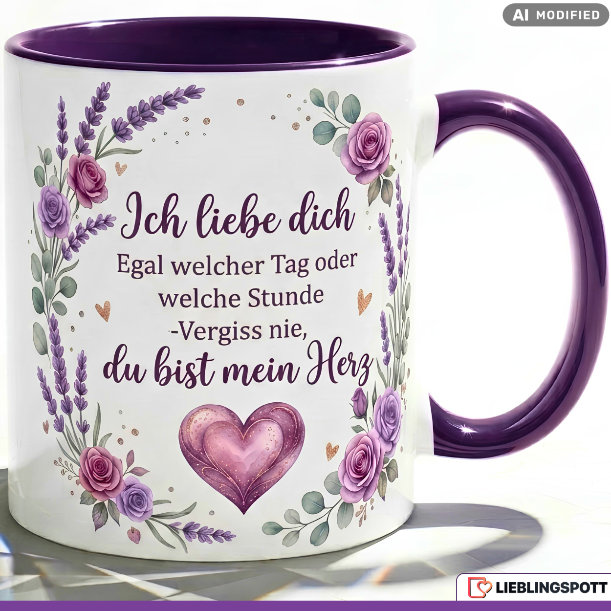 Liebe Tasse Ich liebe dich Spruch Geschenk Partner Rosa Becher 330ml