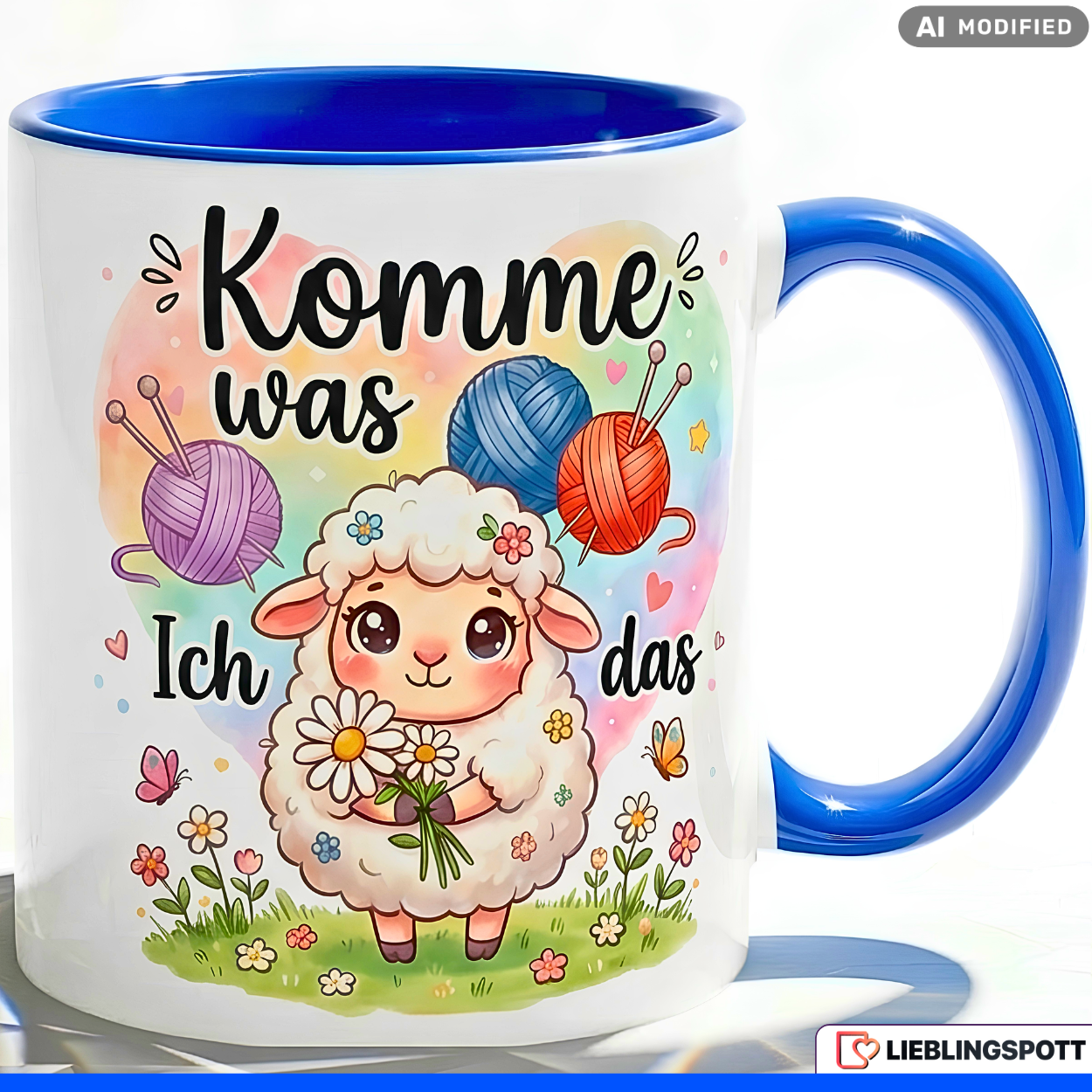 Sheep Mug Saying "Come What May" Gift Red Mug 330ml