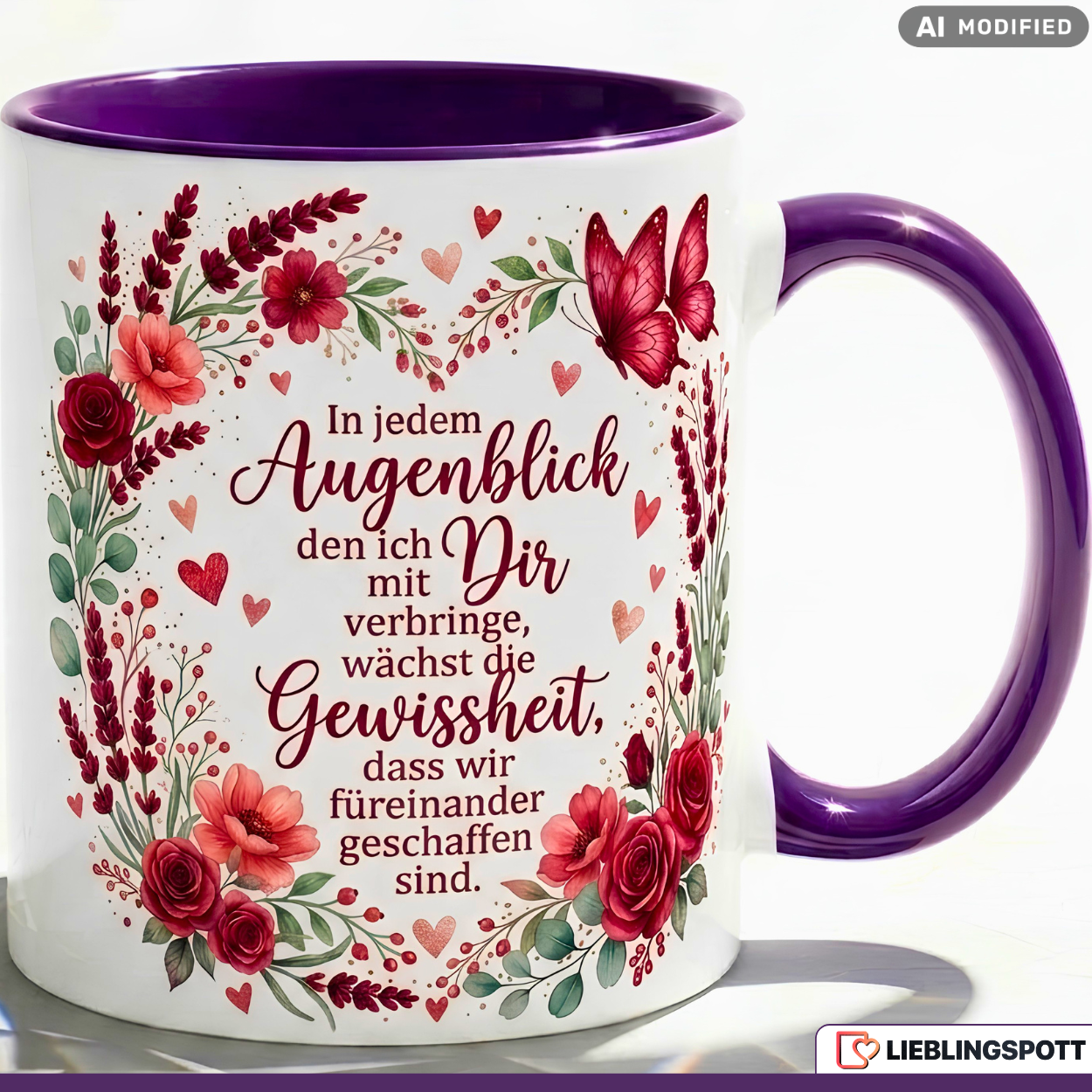 Love Mug Saying Moment Gift Anniversary Valentine's Day Red Mug 330ml