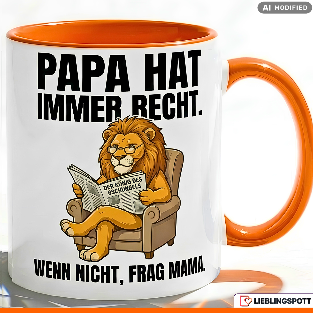 Papa Lion Mug Saying Father's Day Gift Orange Cup 330ml