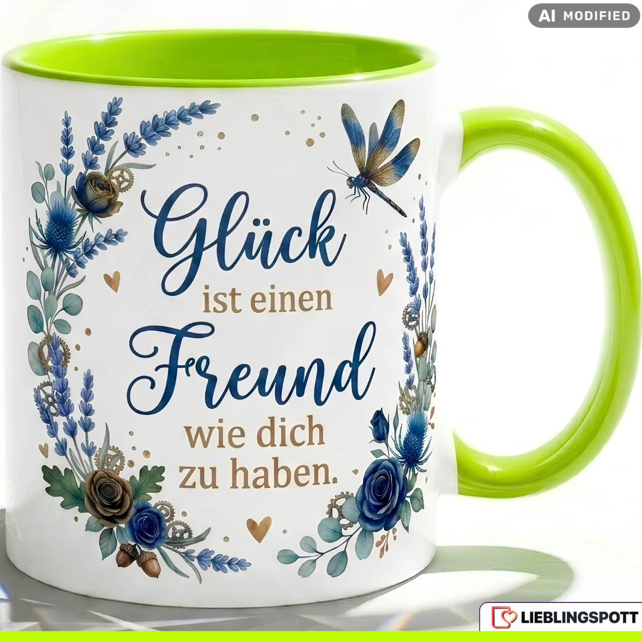 Friend Mug Quote Happiness Gift Best Thank You Birthday Blue Cup 330ml