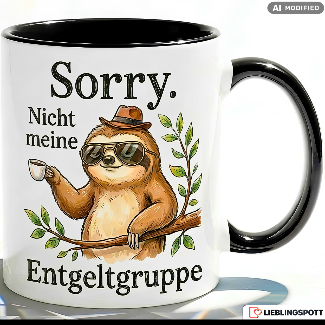 Faultier Tasse Spruch Büro Geschenke Entgeltgruppe TVöD Pinker Becher 330ml