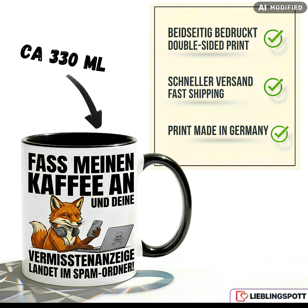 Fuchs Tasse Spruch Büro Kaffee Geschenk Kollege Roter Becher 330ml