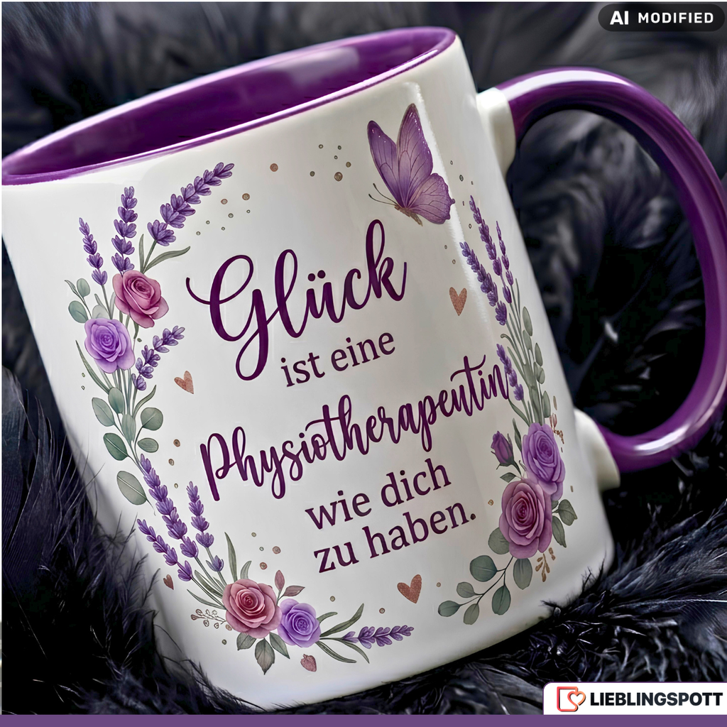Physiotherapeutin Tasse Spruch Dankeschön Geschenk Lila Becher 330ml