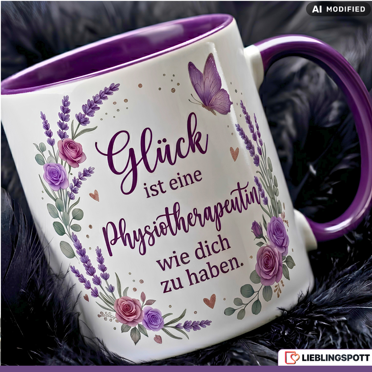 Physiotherapeutin Tasse Spruch Dankeschön Geschenk Lila Becher 330ml