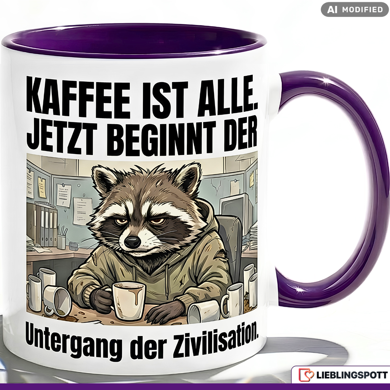 Raccoon Mug Saying Coffee Office Gift Colleague Black Mug 330ml