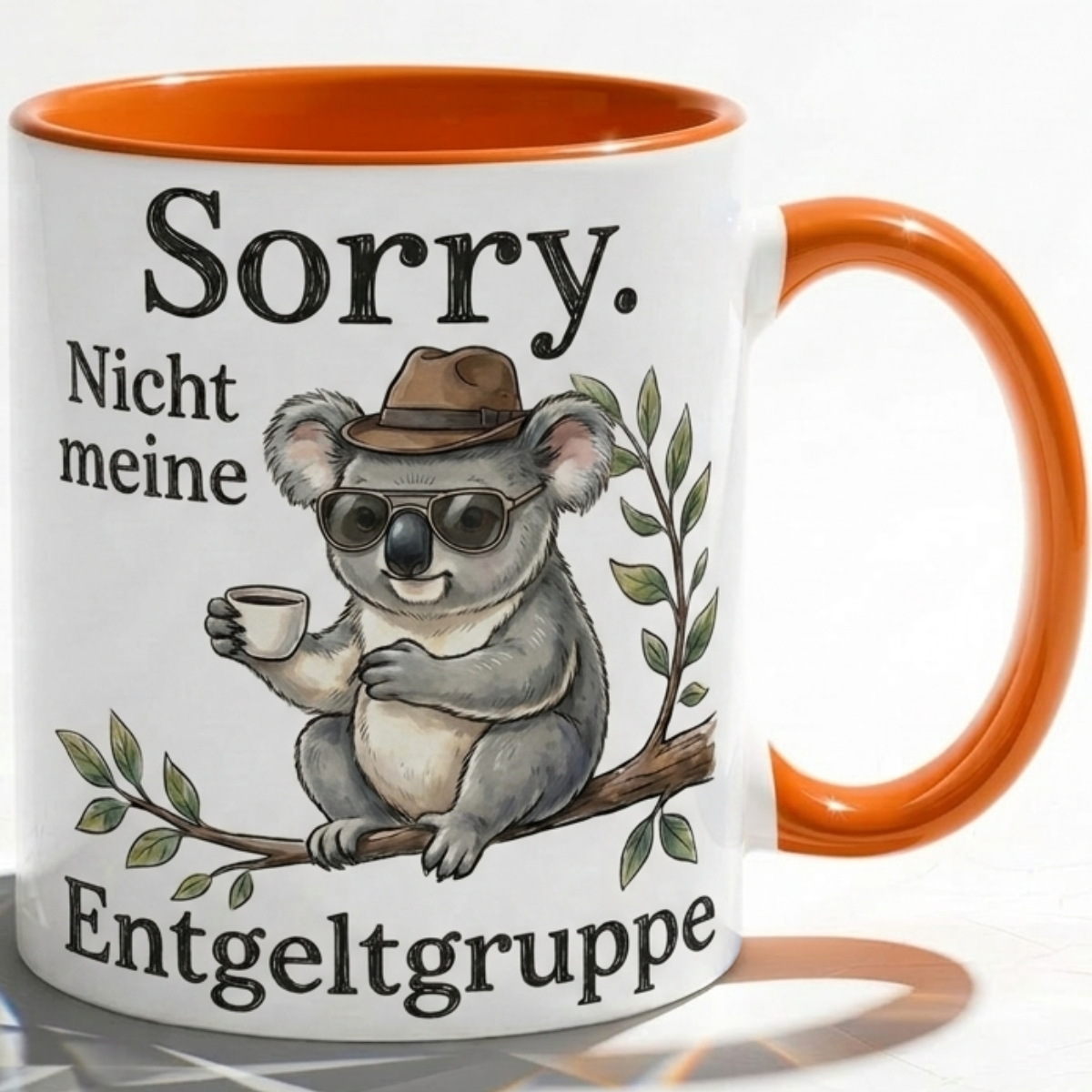Lustige Koala Tasse Spruch Sorry Nicht meine Entgeltgruppe – Witzige Kaffeetasse Büro Arbeit Job Humor – Geschenk Kollegen Chef Öffentlicher Dienst TVöD Beamte – Keramik Becher 330ml
