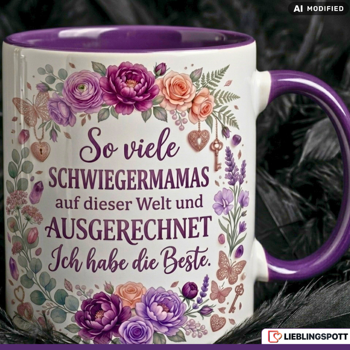 Schwiegermama Tasse Spruch Beste Geschenk Geburtstag Lila Becher 330ml