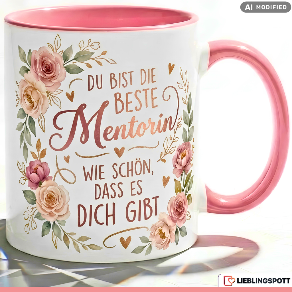 Mentorin Tasse Spruch Beste Geschenk Danke Geburtstag Rosa Becher 330ml