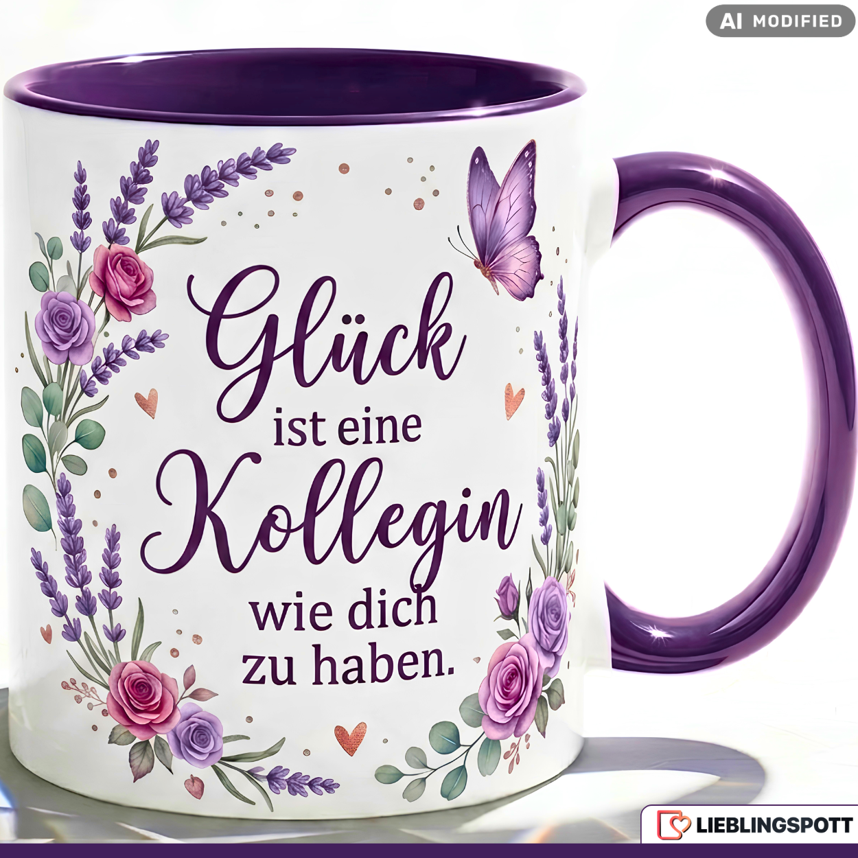 Kollegin Tasse Spruch Dankeschön Büro Geschenk Lila Becher 330ml