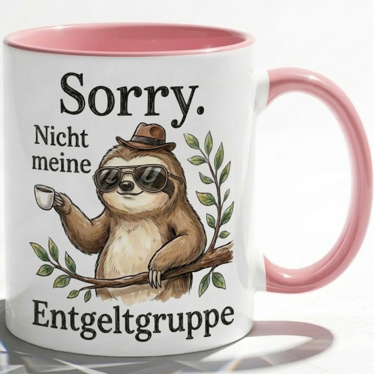 Witzige Kaffeetasse Faultier Entgeltgruppe Spruch-Becher Geschenk für Kollegen, Abschied