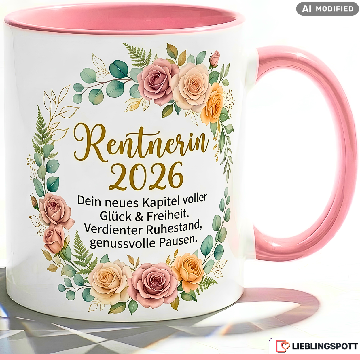 Rentnerin 2026 Tasse Spruch Geschenk Ruhestand Rosa Becher 330ml