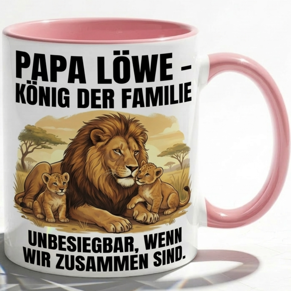 Papa Löwe Tasse als Geschenk Vatertag, Geburtstag Vater König Kaffee Becher