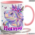 Schildkröte Tasse Name personalisiert Geschenk Mädchen Lila Becher 330ml