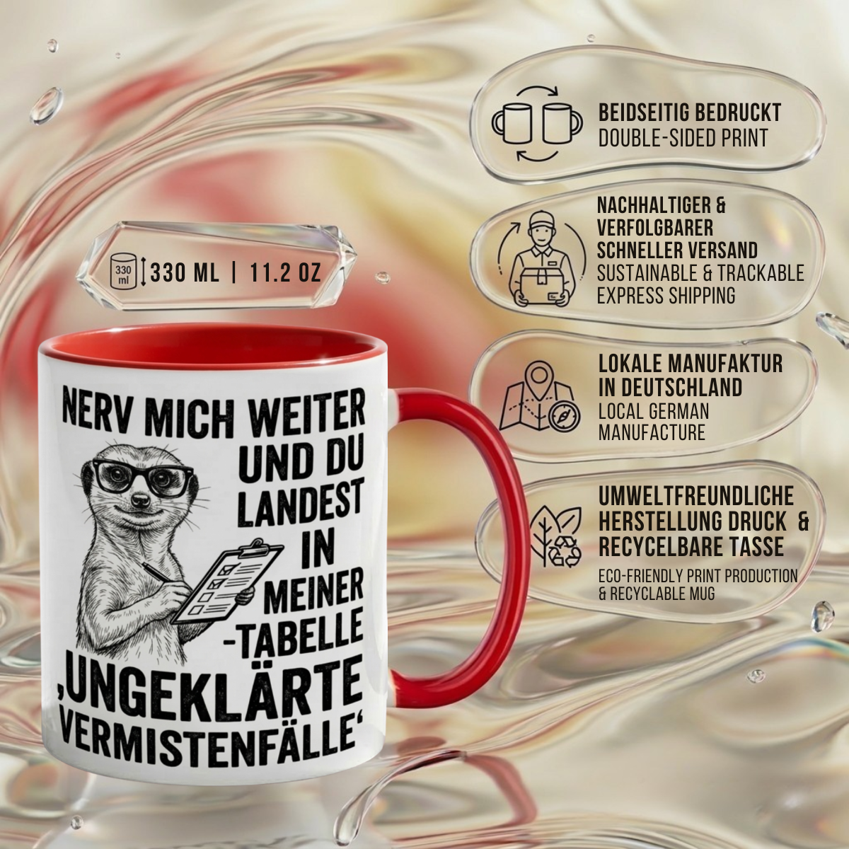 Erdmänchen lustige Büro Tasse Nerd Spruch Geschenk mit Humor für Kollegen, Statistik
