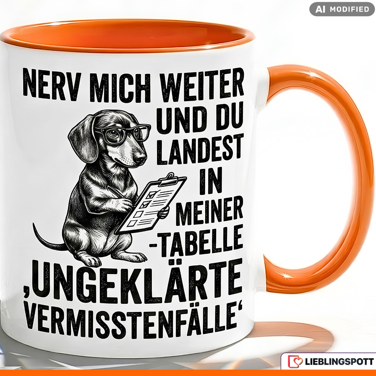 Dackel Tasse Spruch Büro Geschenk Kollege Schwarzer Becher 330ml