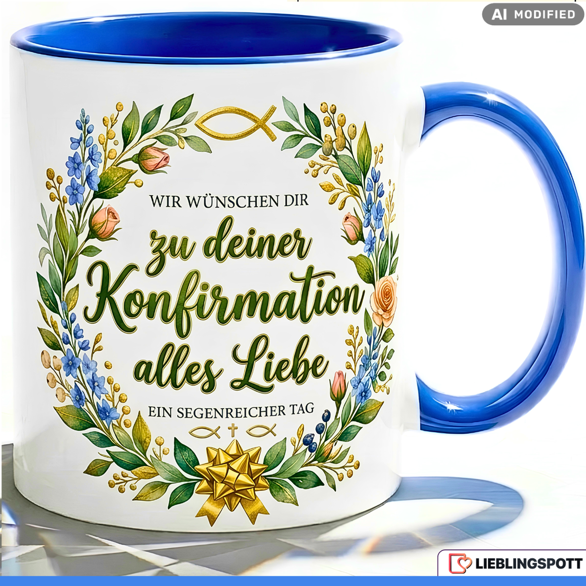 Confirmation Mug Saying Gift All the best Blue Mug 330ml