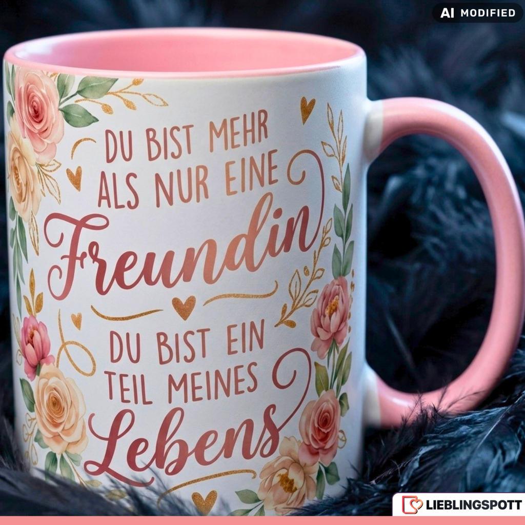 Freundin Tasse Spruch Leben Geschenk Danke Geburtstag Rosa Becher 330ml