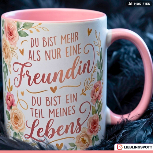Freundin Tasse Spruch Leben Geschenk Danke Geburtstag Rosa Becher 330ml