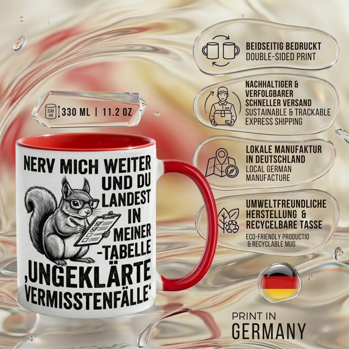 Eichhörnchen lustige Büro Tasse Nerd Spruch Geschenk mit Humor für Kollegen, Statistik