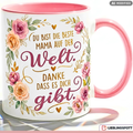 Mama Tasse Spruch Beste Welt Geschenk Danke Muttertag Rosa Becher 330ml