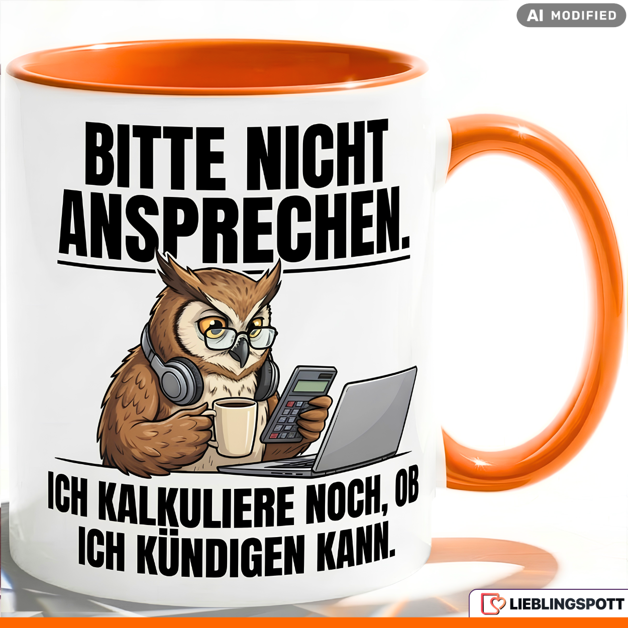 Owl Mug Saying Office Work Gift Colleague Red Mug 330ml