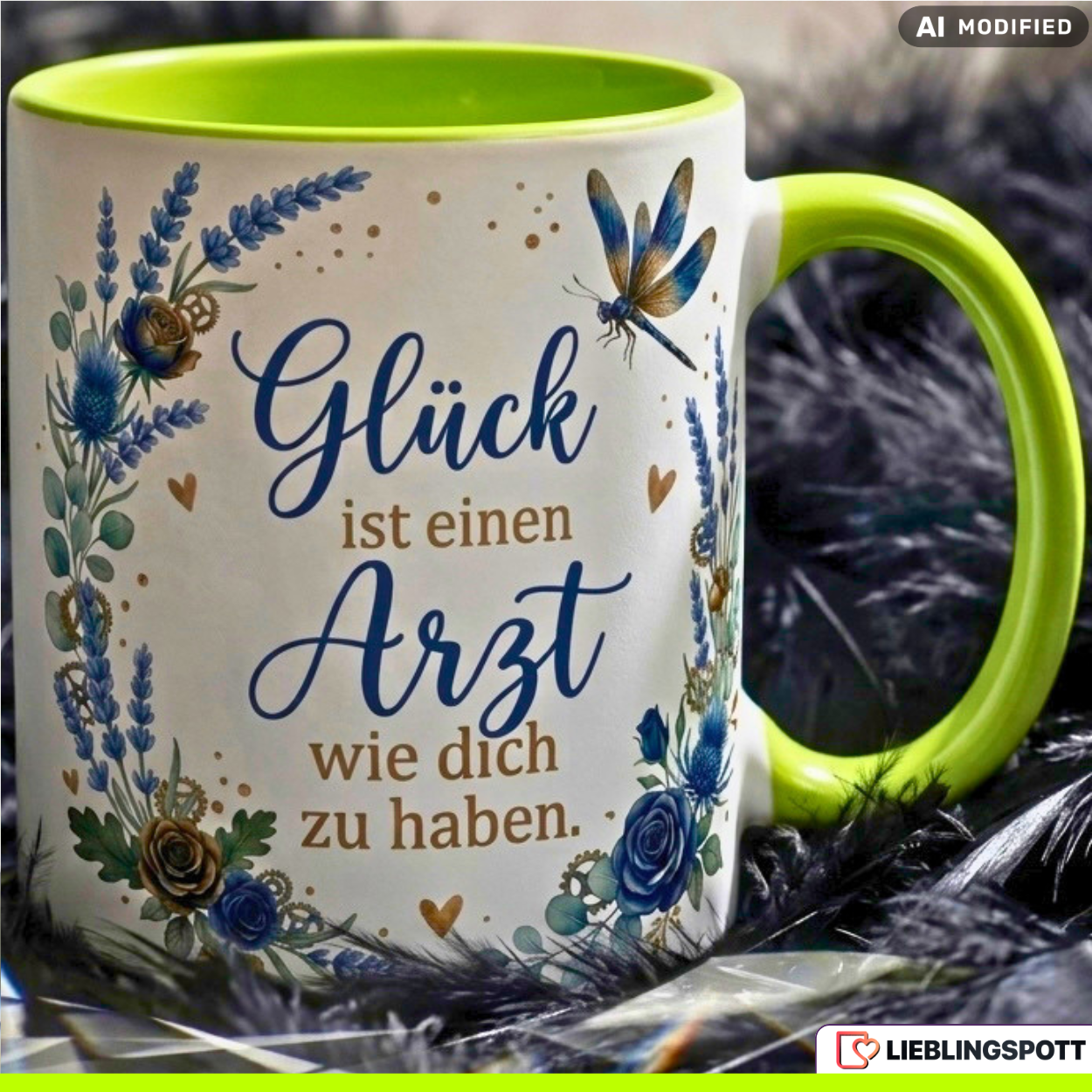 Arzt Tasse Spruch Glück Geschenk Danke Geburtstag Blau Becher 330ml