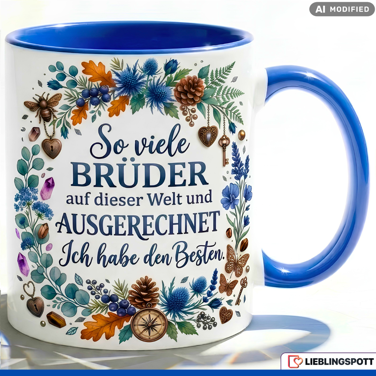 Bruder Tasse Spruch Bester Geschenk Geburtstag Grün Becher 330ml