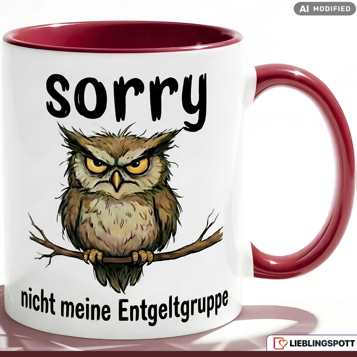 Owl Mug Saying Salary Group Office Gift Purple Mug 330ml
