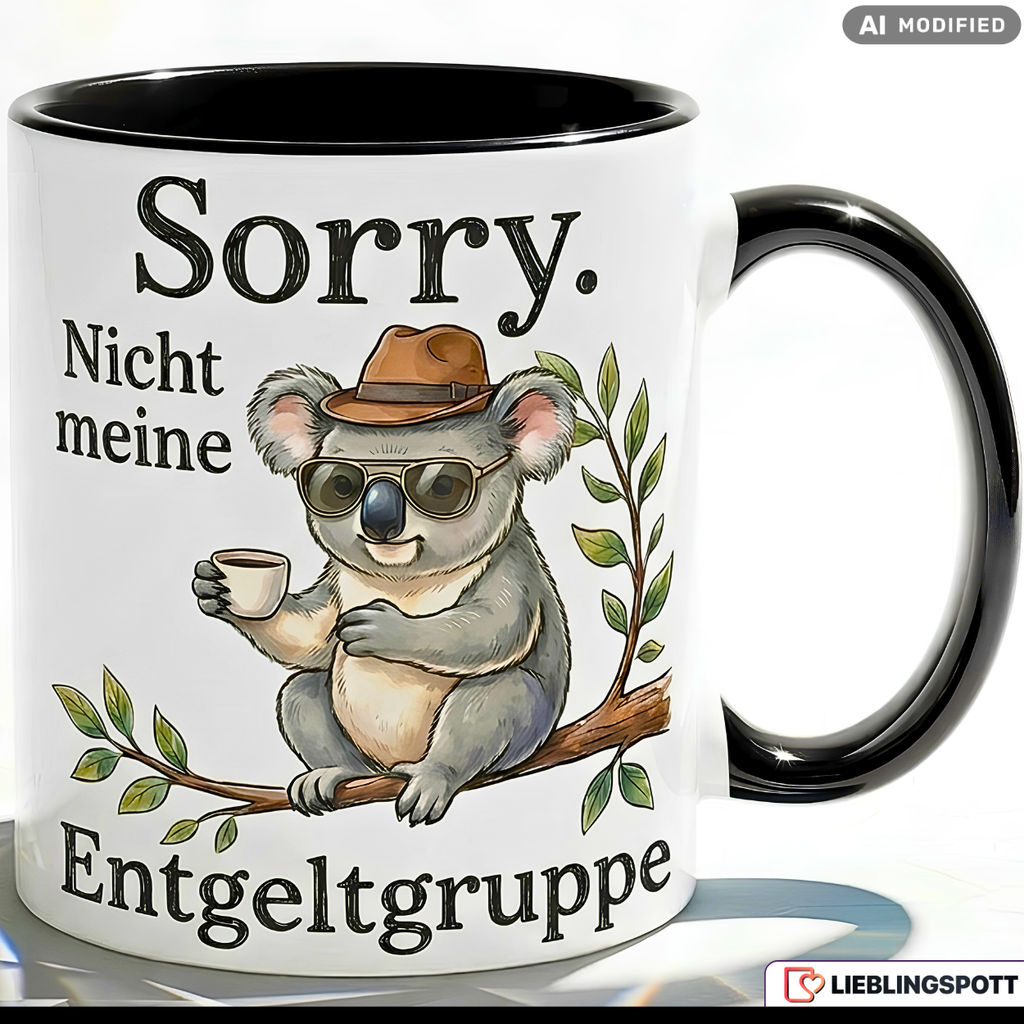 Koala Tasse Spruch Entgeltgruppe Büro Geschenk Grüner Becher 330ml
