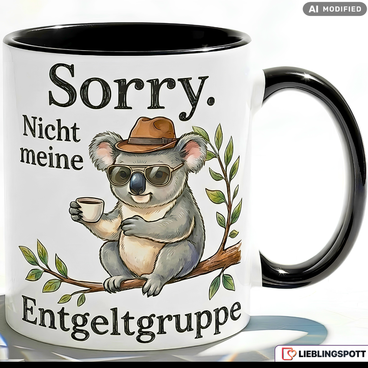 Koala Tasse Spruch Entgeltgruppe Büro Geschenk Grüner Becher 330ml