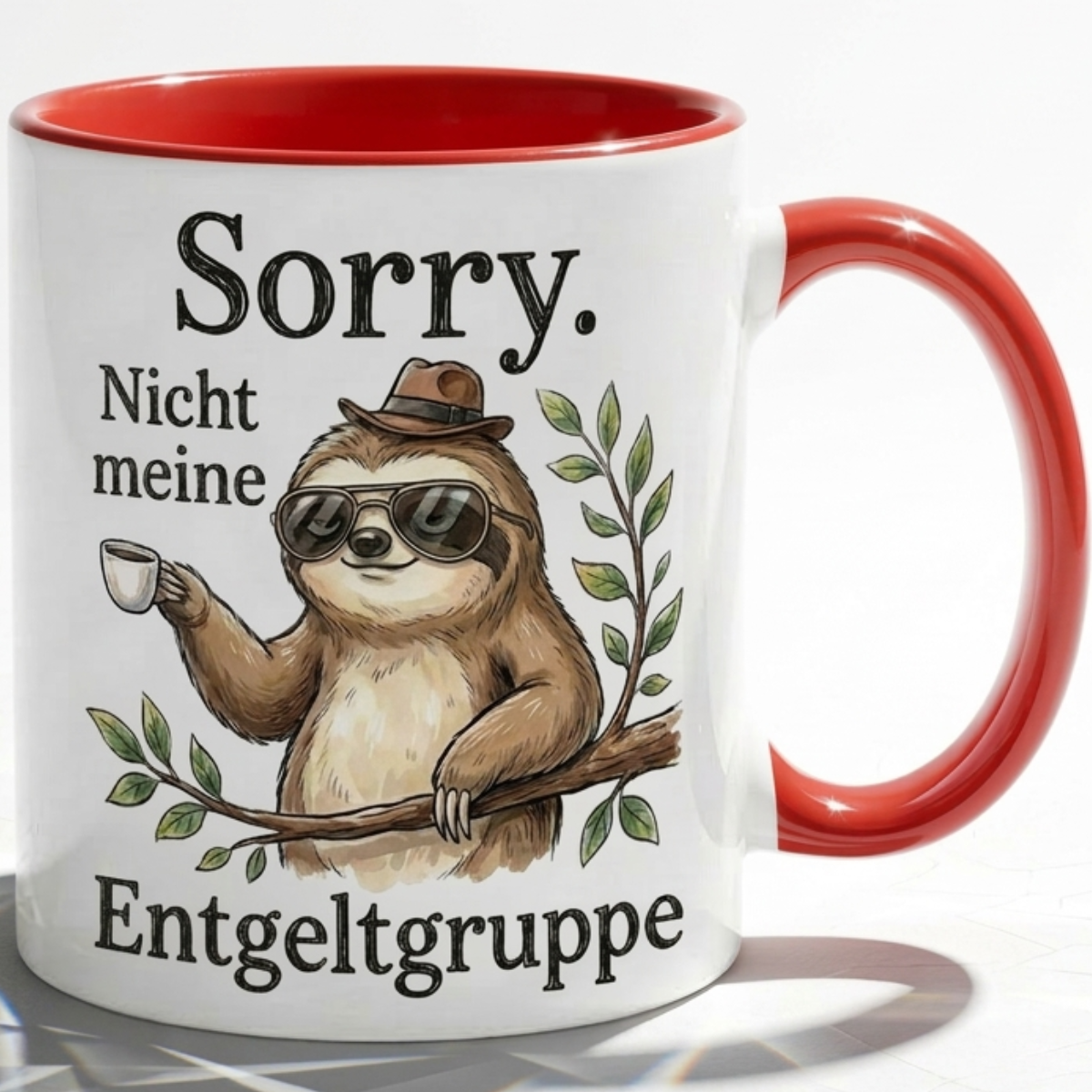 Witzige Kaffeetasse Faultier Entgeltgruppe Spruch-Becher Geschenk für Kollegen, Abschied