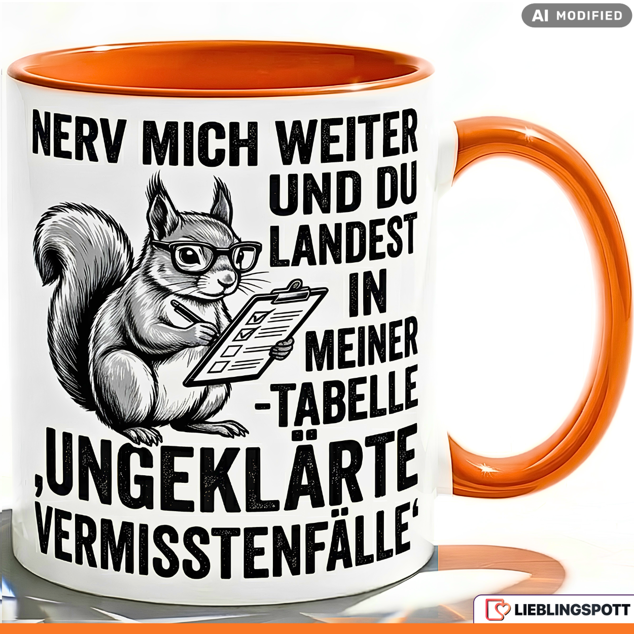 Eichhörnchen Keramiktasse lila 330ml – Tasse mit Spruch Bürogeschenk