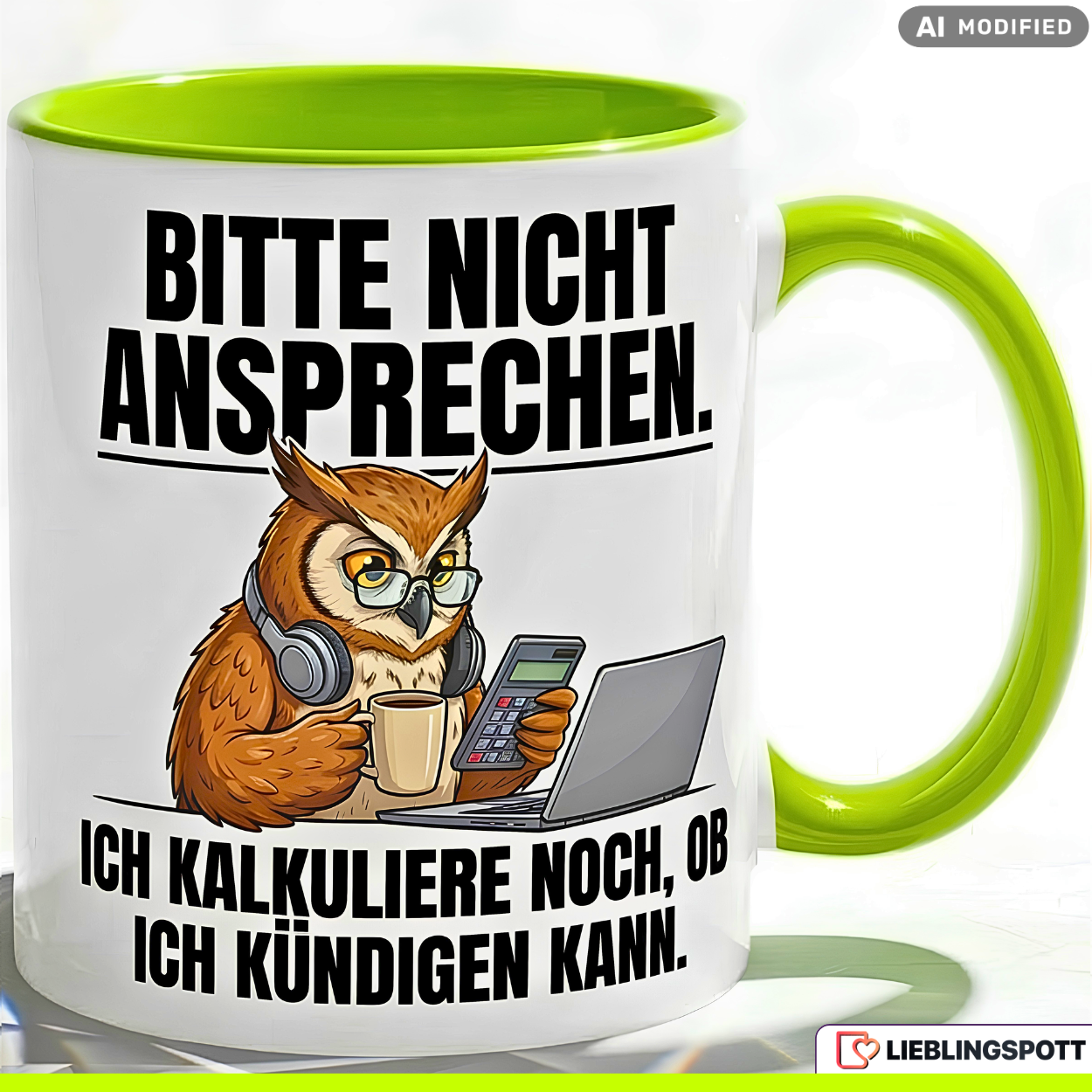 Owl Mug Saying Office Work Gift Colleague Red Mug 330ml