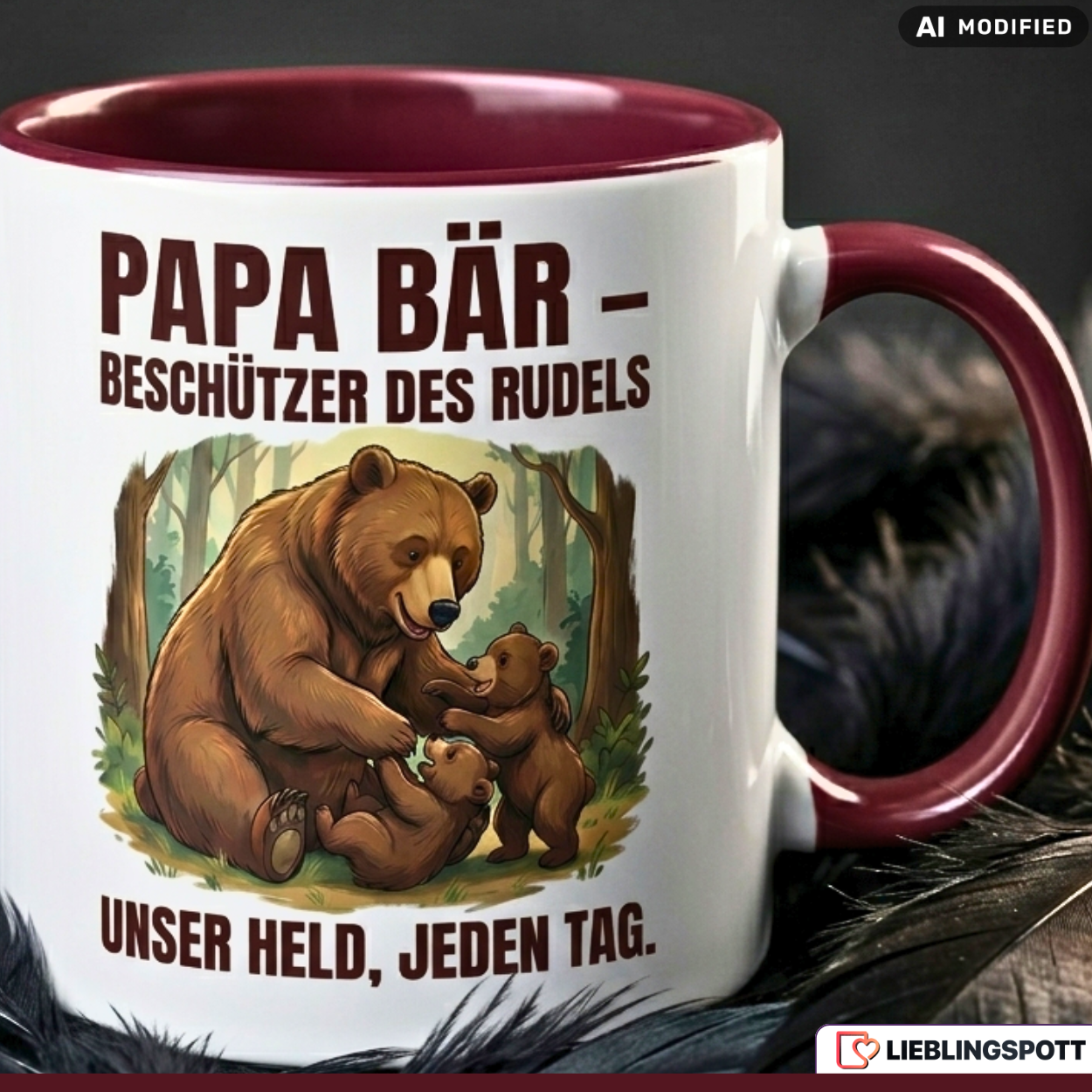 Papa Bär Tasse Spruch Vatertag Geschenk Grüner Becher 330ml