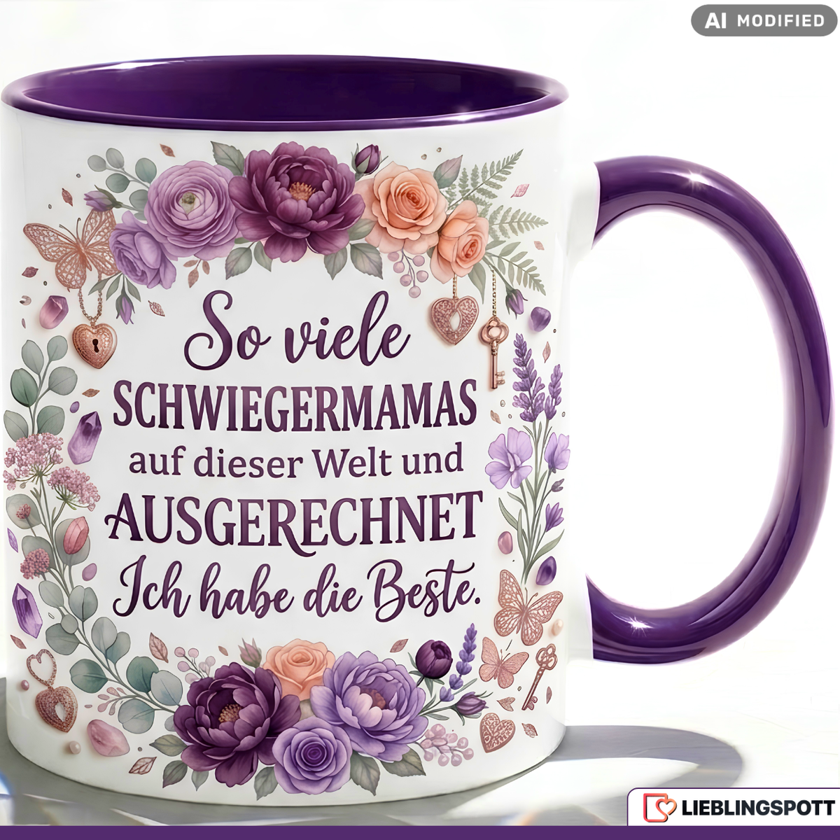 Schwiegermama Tasse Spruch Beste Geschenk Geburtstag Lila Becher 330ml