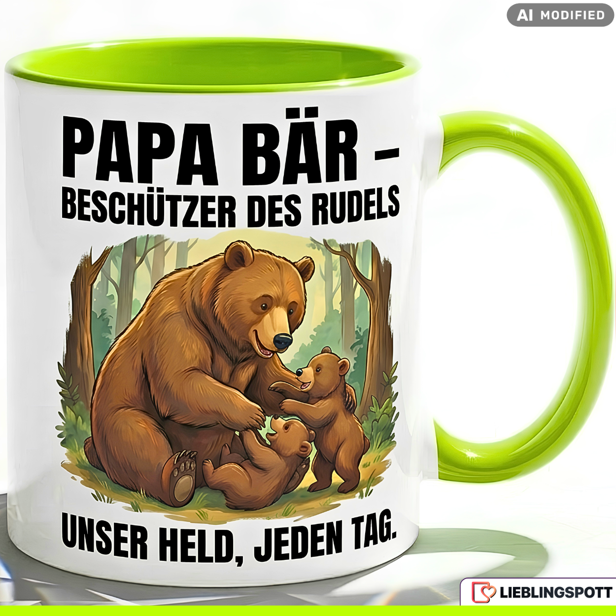 Papa Bear Mug Saying Father's Day Gift Green Mug 330ml