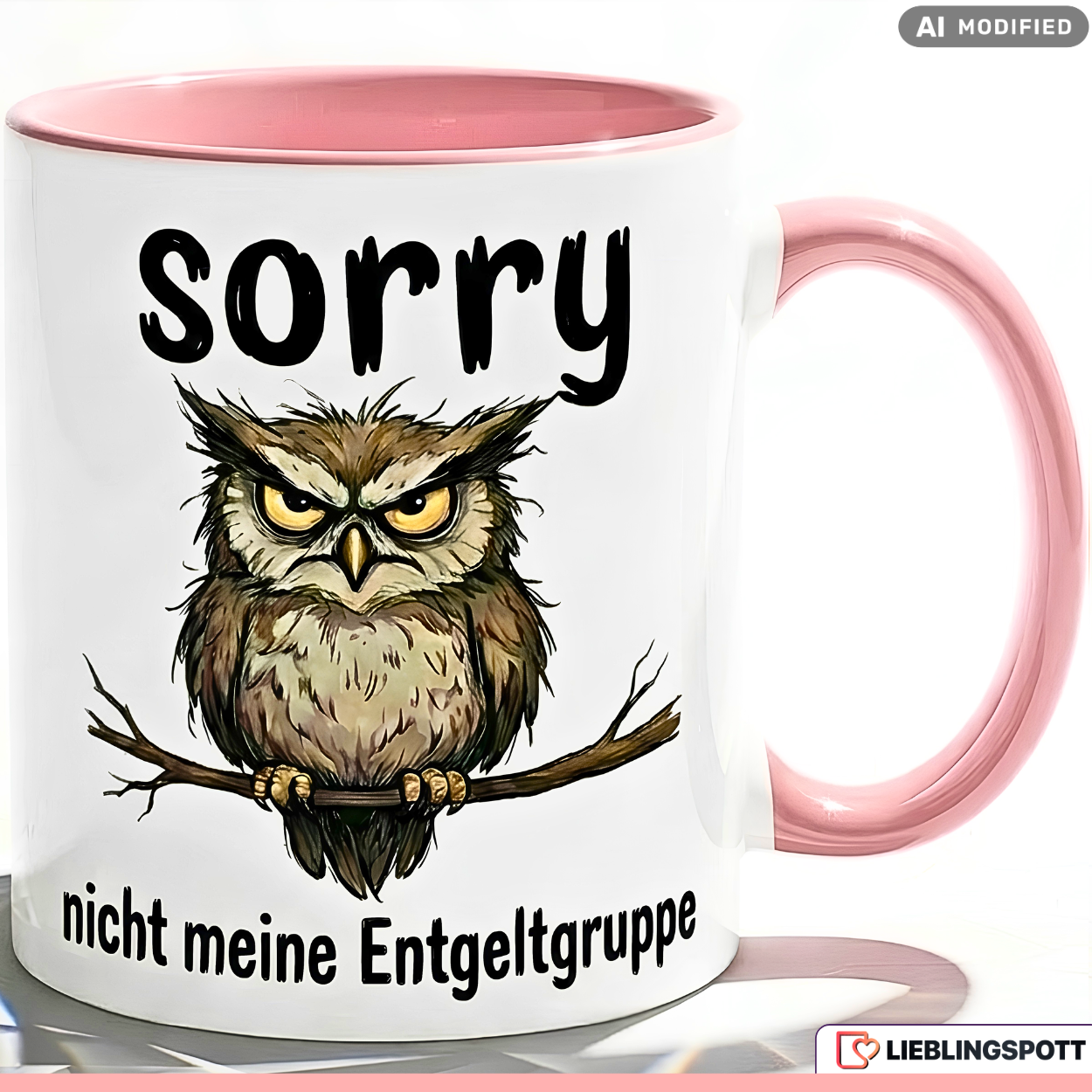 Owl Mug Saying Salary Group Office Gift Purple Mug 330ml